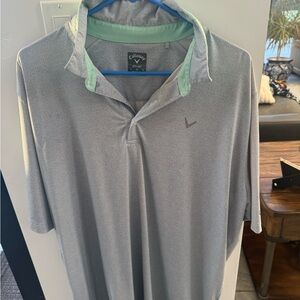 Callaway Men's Light Gray Polo with Mint Collar